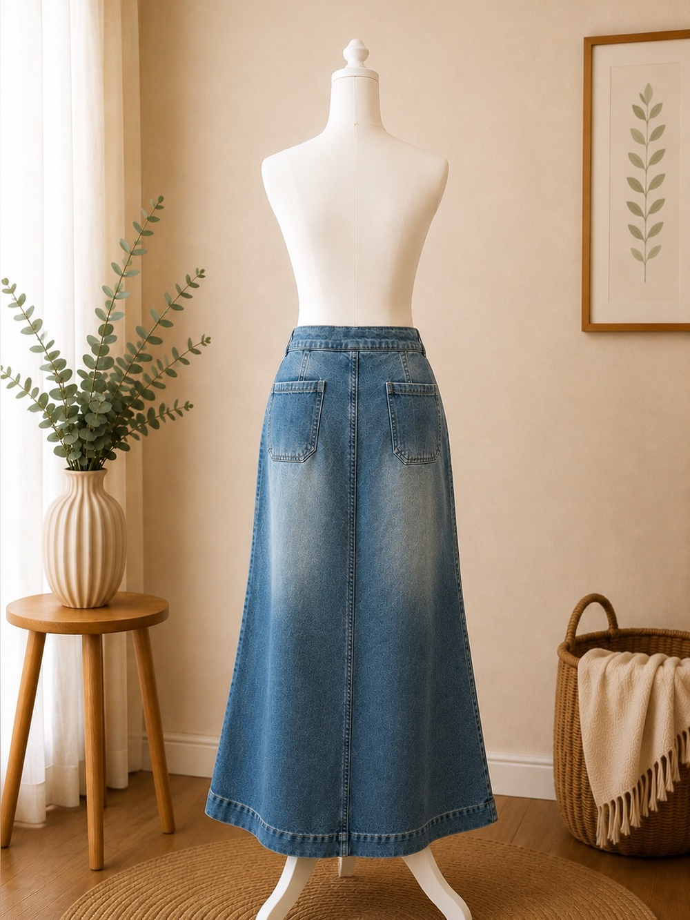 Jeanology Vintage High-Waisted Button Detail Denim Maxi Skirt - Picture 2 of 7